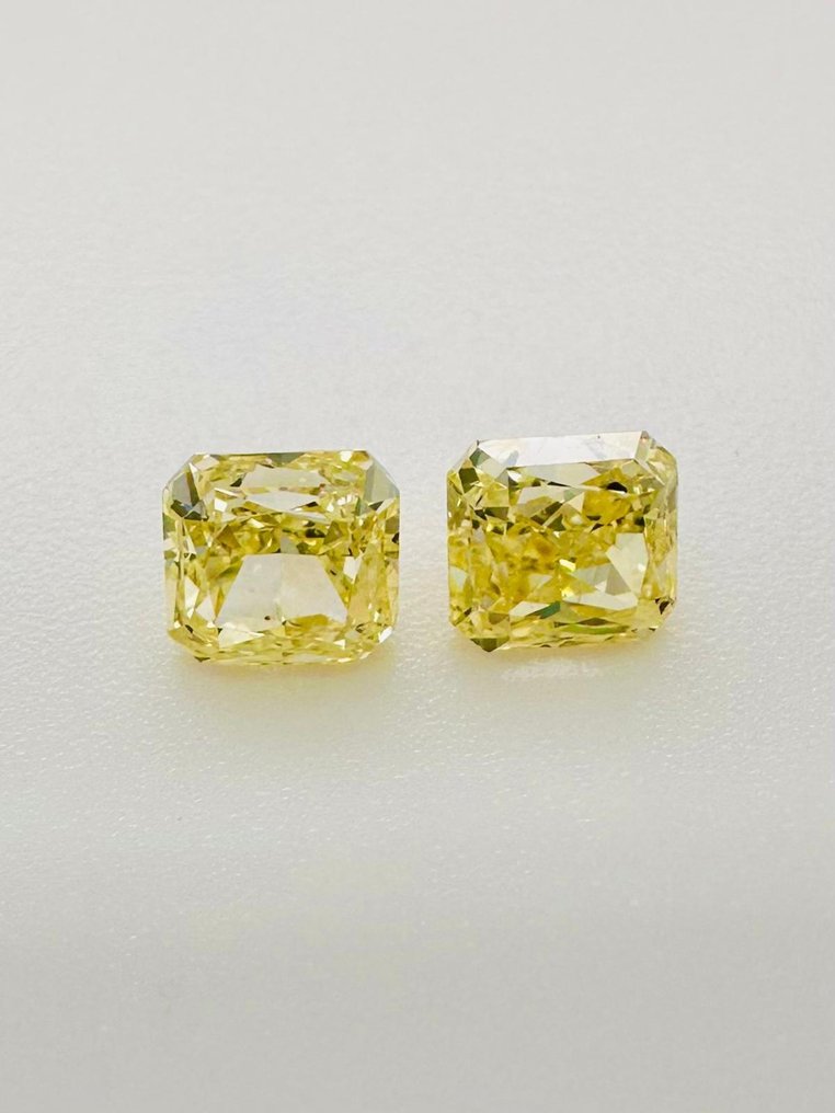 2 pcs 钻石 - 1.52 ct - 明亮型 - 中彩黄 - 证书上未提及 #2.1