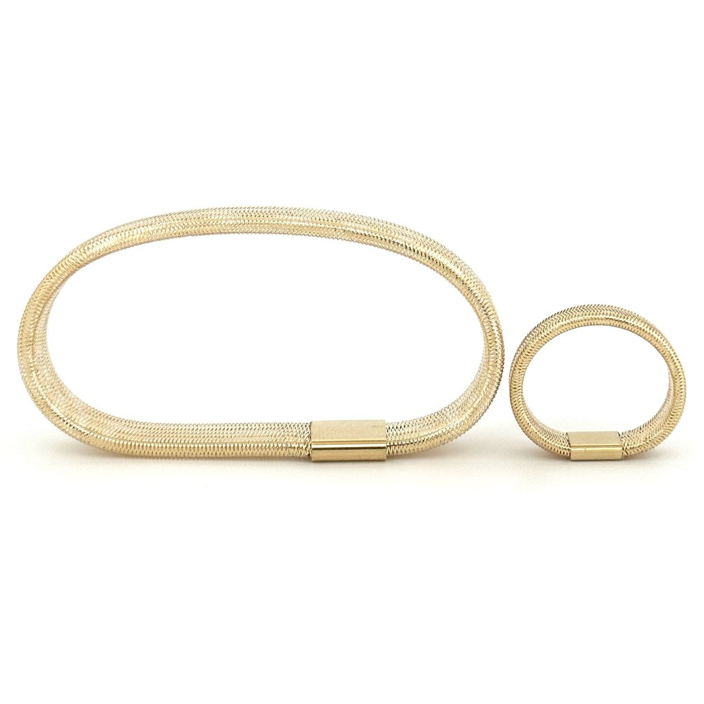 Bracciale e anello - 3,70 grammi - flexible size - 2-częściowy komplet biżuterii - Flexible Yellow Parure - 18-karatowe Żółte złoto #2.1