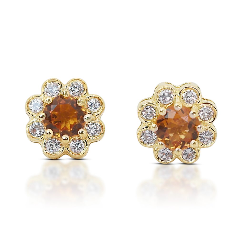 IGI Certificate - 1.14 total carat of quartz and diamonds - Brincos Ouro amarelo Quartzo - Diamante #1.1