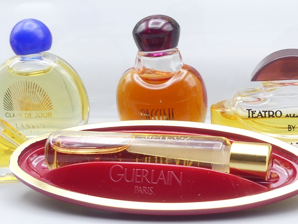 Parfumfles (50) - Guerlain; Coty; Karon; Estee Lauder; Lanvin; Calvin Klein; Piguet; Revlon; Jacques Heim; Biagiotti - Glas - parfum #3.2