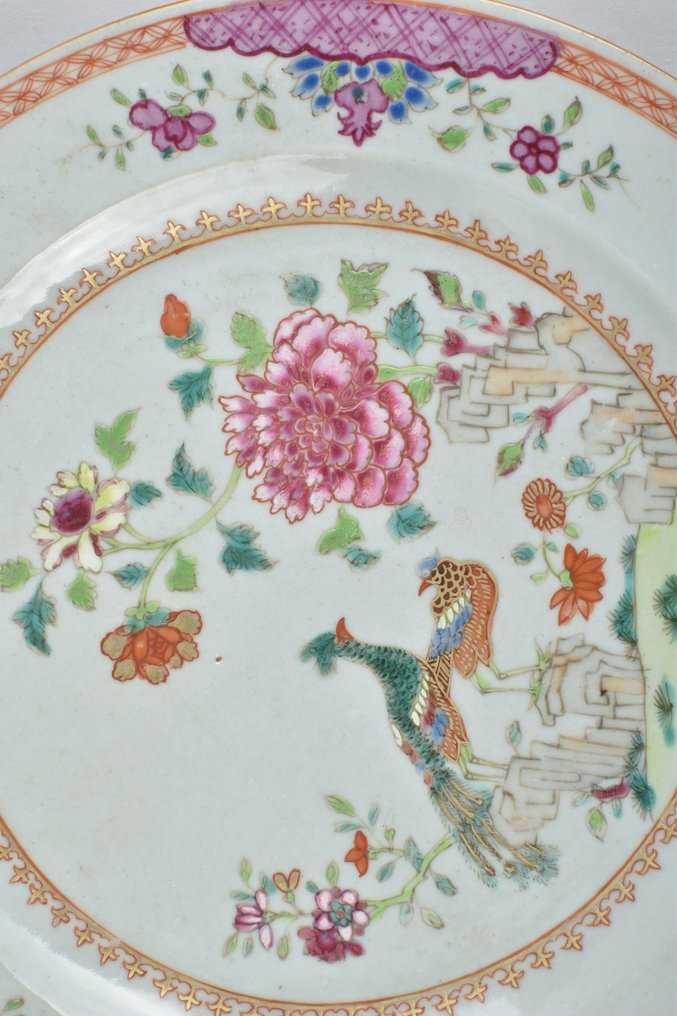 Tallerken - A Chinese famille rose double peacock plate for the Portuguese market -  #2.1