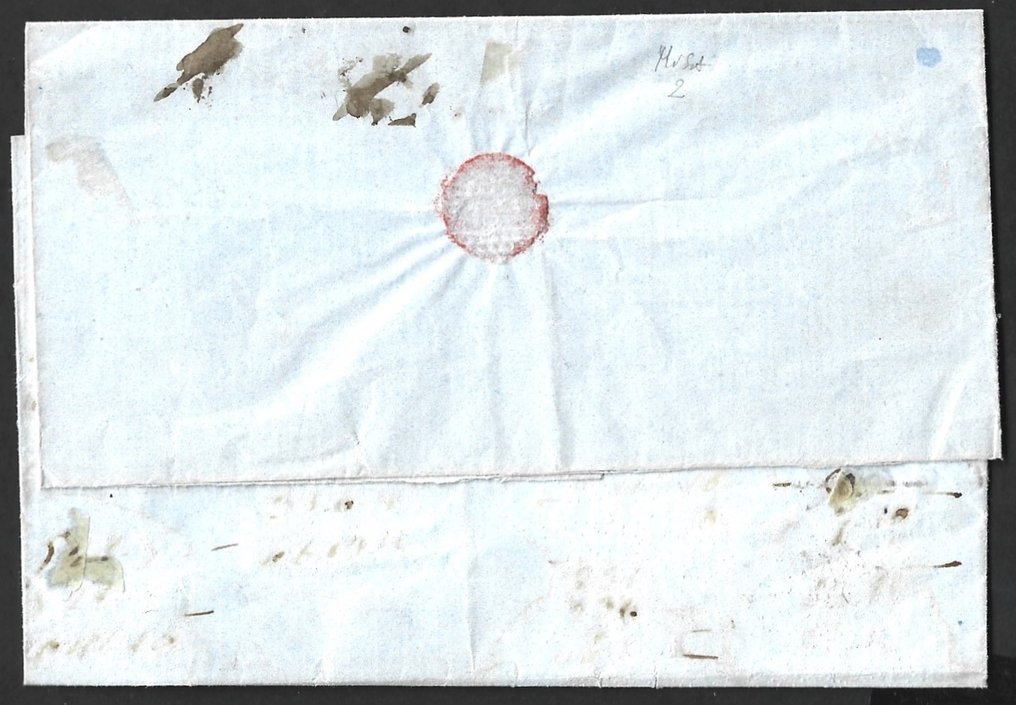 Anciens états italiens - Toscane 1857 - Couvercle de lettre de Pise avec un rare oblitération en losanges rouges - R1 - Sassone 5f #1.0