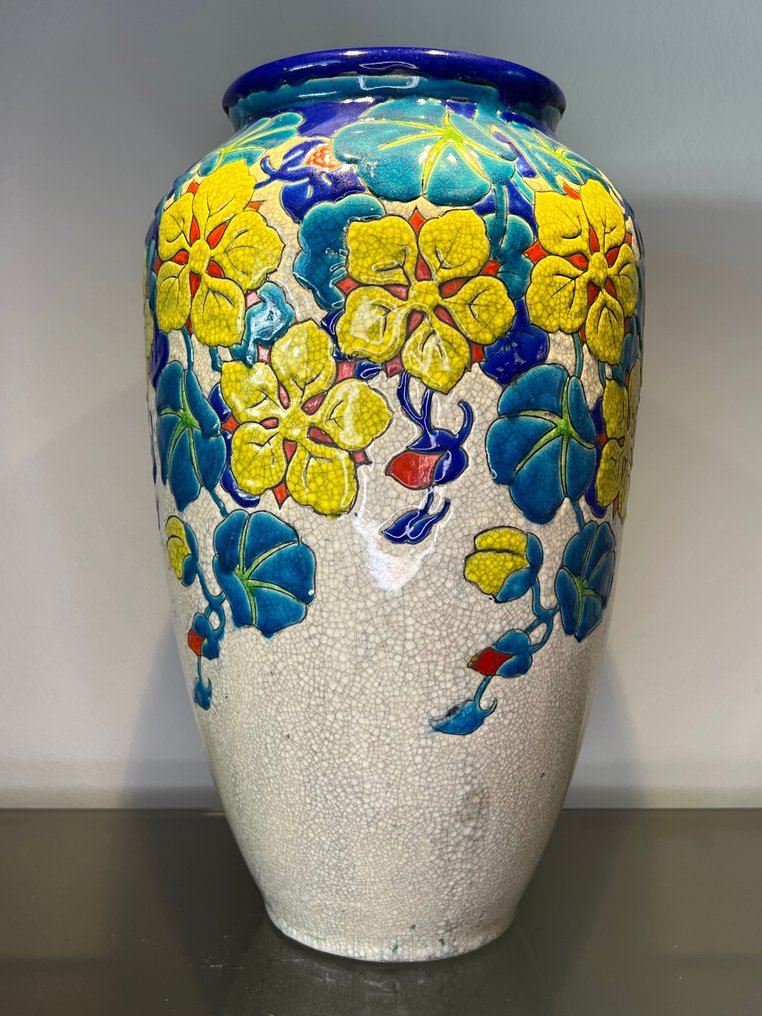 Keramis Boch, Boch Frères, Keramis - Charles Catteau - Vase -  Große Potiche-Vase mit breiter Öffnung 34 cm!  - Steingut #2.1