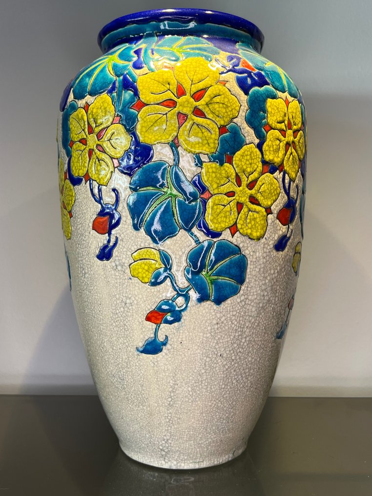 Keramis Boch, Boch Frères, Keramis - Charles Catteau - Vase -  Große Potiche-Vase mit breiter Öffnung 34 cm!  - Steingut #1.1