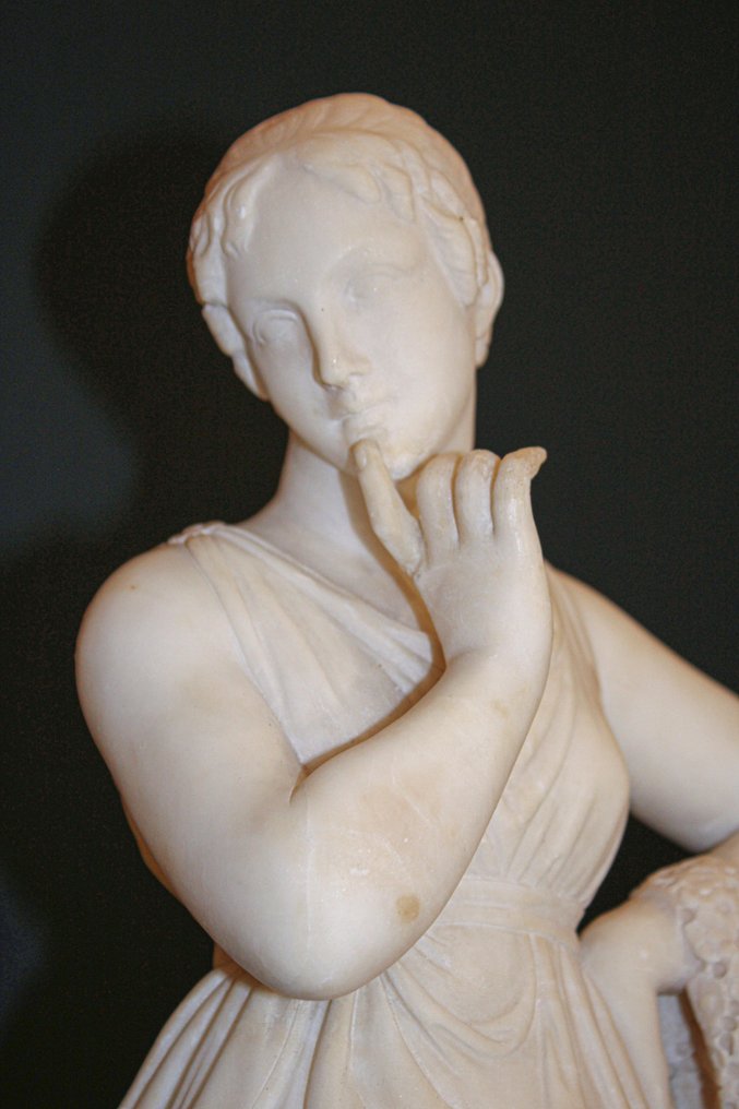 Studio di Cesare Lapini (1848-1890) - Estatua, Danzatrice con dito al mento, dal modello di Antonio Canova - 60.5 cm - Mármol #2.1