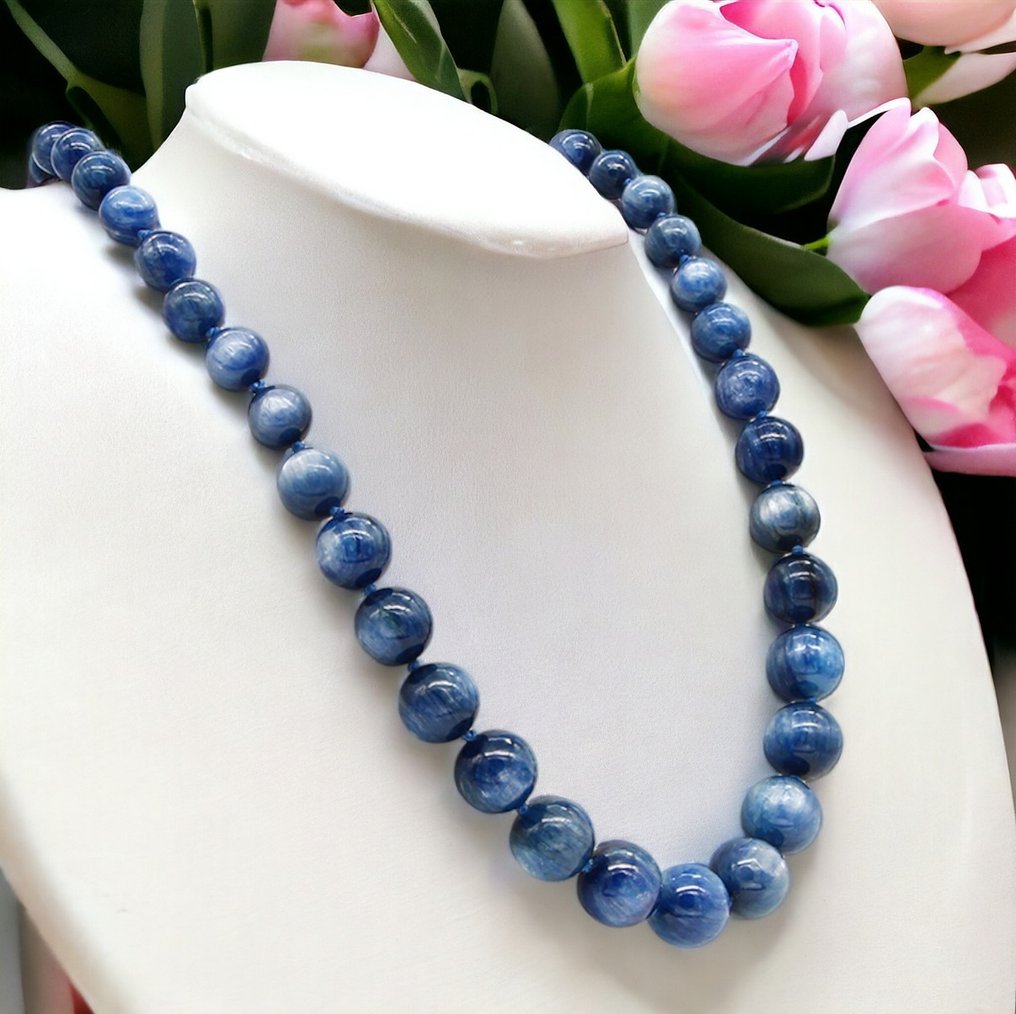 蓝色蓝晶石项链:精致优雅与品质 球形项链 - 高度: 550 mm - 宽度: 13.5 mm- 104 g - (1) #1.0