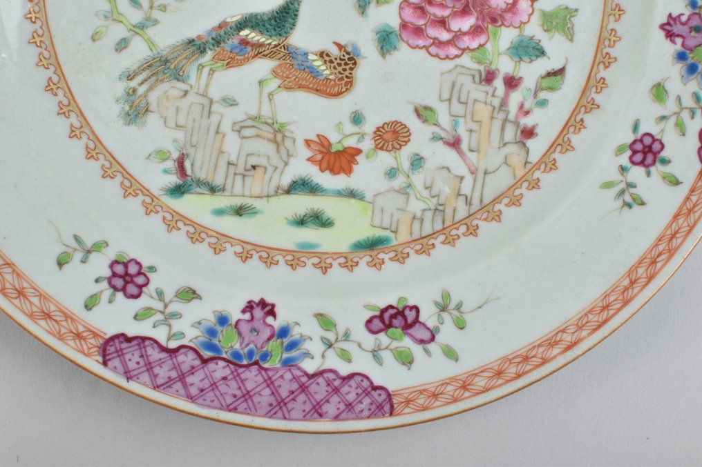 Tallerken - A Chinese famille rose double peacock plate for the Portuguese market -  #3.2
