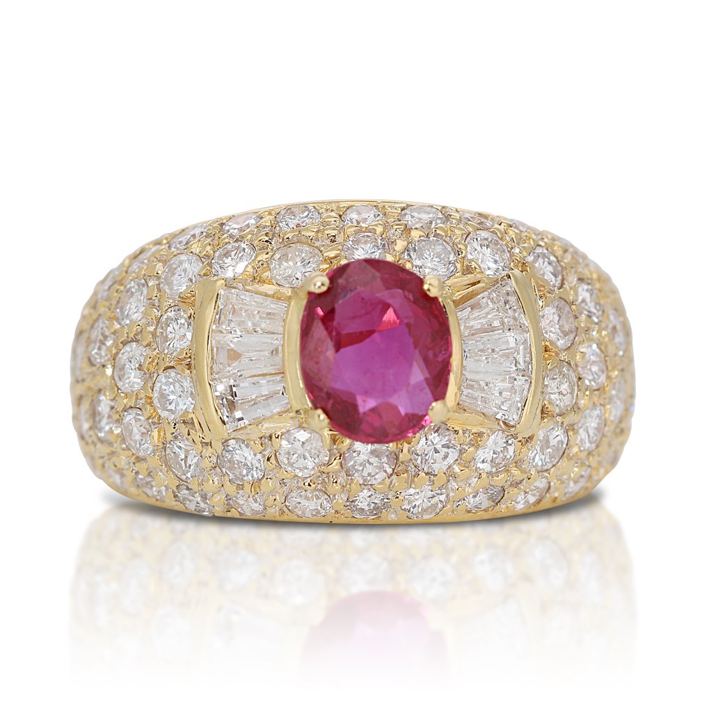IGI Certificate - 1.96 total carat of ruby and diamonds - Δαχτυλίδι Κίτρινο χρυσό Ρουμπίνι - Διαμάντι #1.1