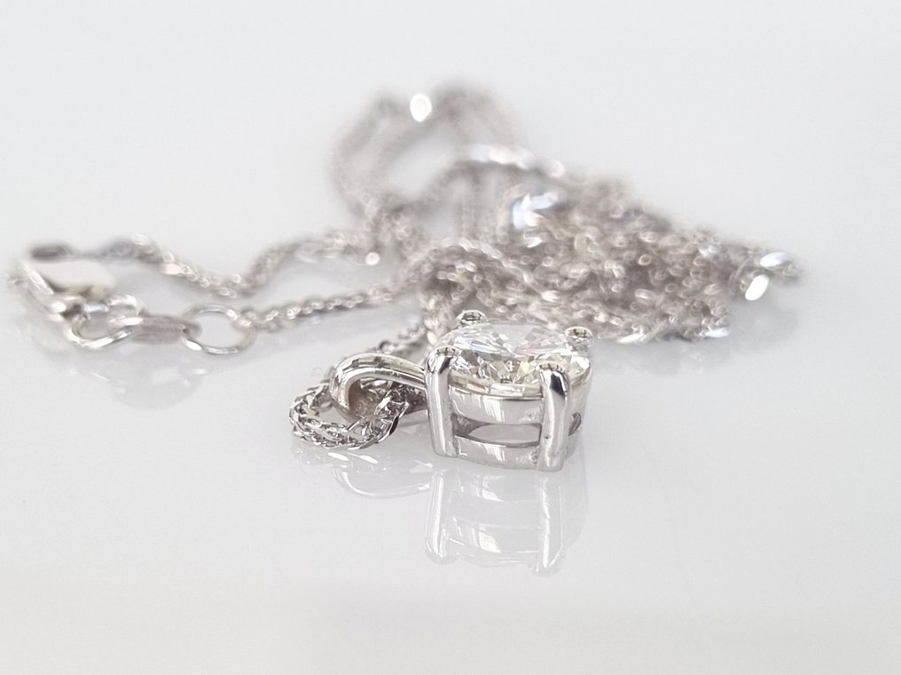 Collar con colgante - 14 quilates Oro blanco -  0.78 tw. Diamante  (Natural) #2.1