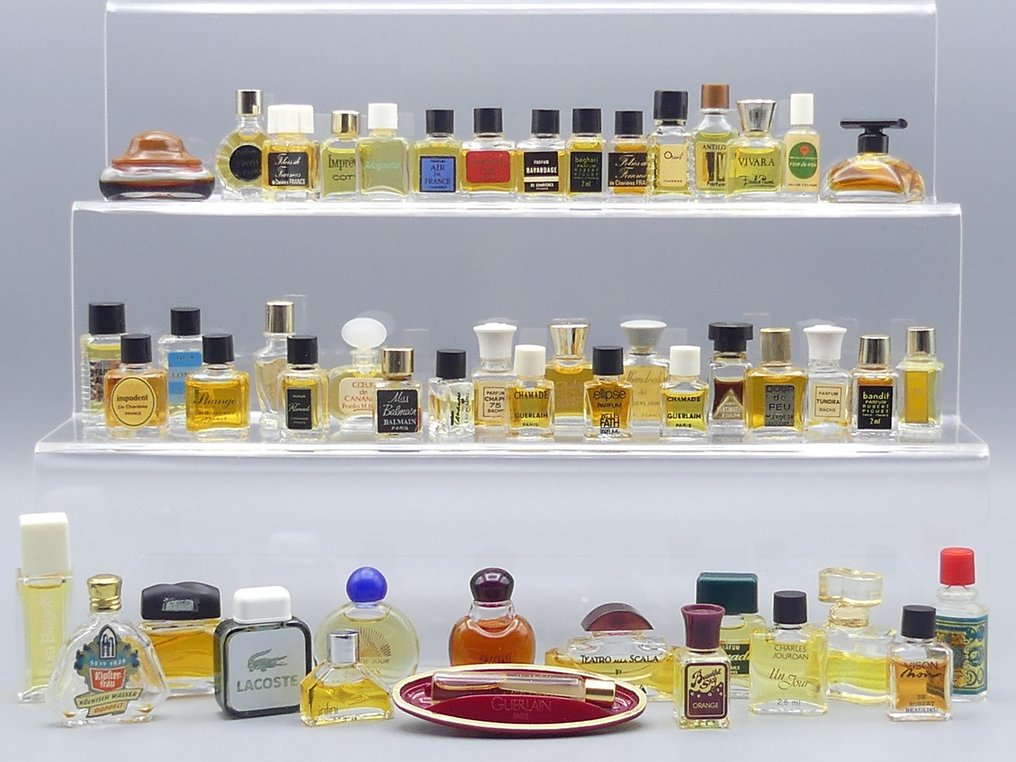 Parfumfles (50) - Guerlain; Coty; Karon; Estee Lauder; Lanvin; Calvin Klein; Piguet; Revlon; Jacques Heim; Biagiotti - Glas - parfum #1.1