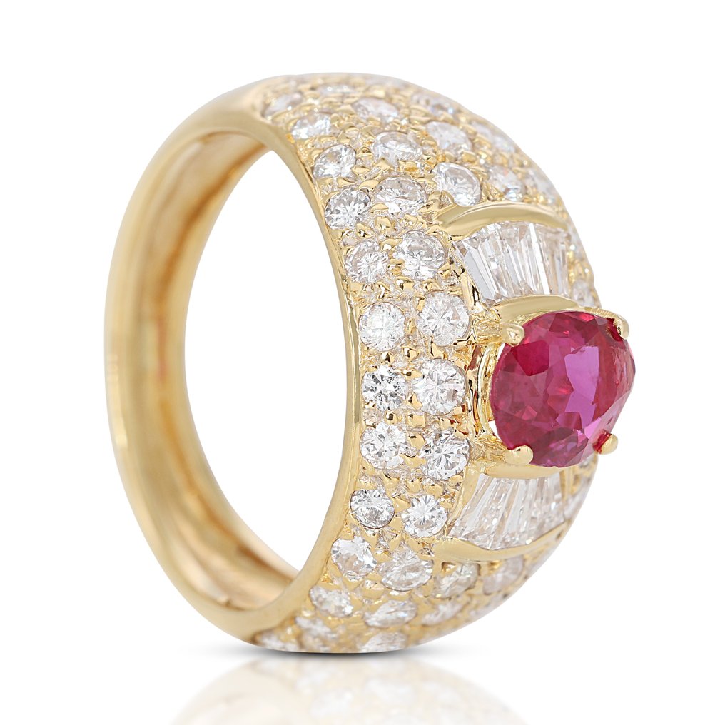 IGI Certificate - 1.96 total carat of ruby and diamonds - Δαχτυλίδι Κίτρινο χρυσό Ρουμπίνι - Διαμάντι #1.2