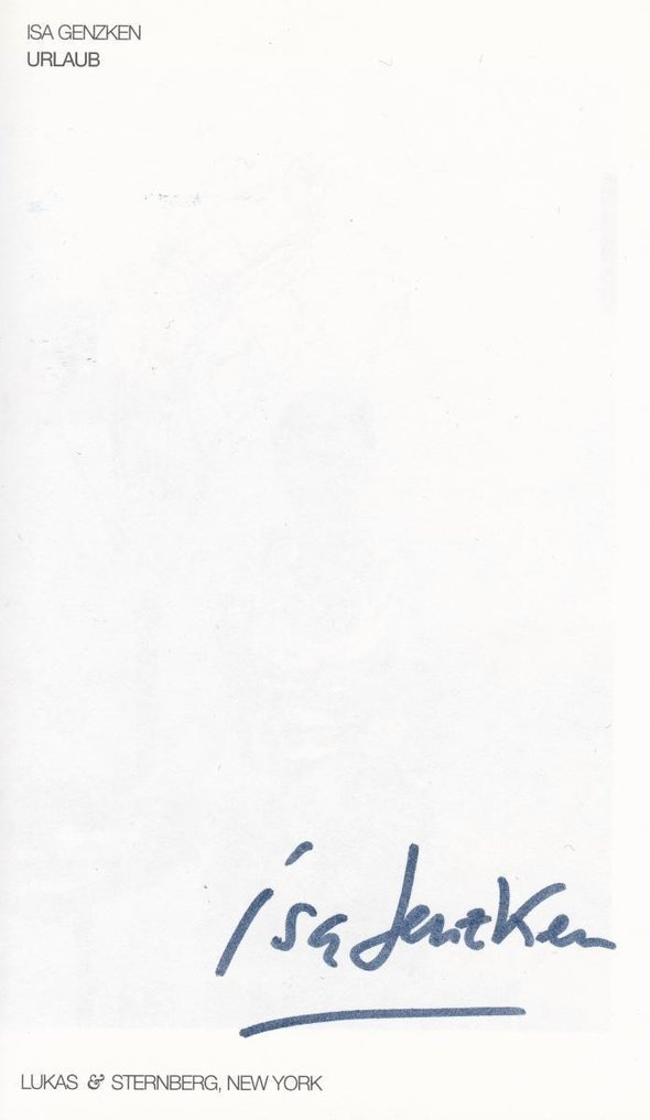 Signed; Isa Genzken - Urlaub - 2000 #1.0
