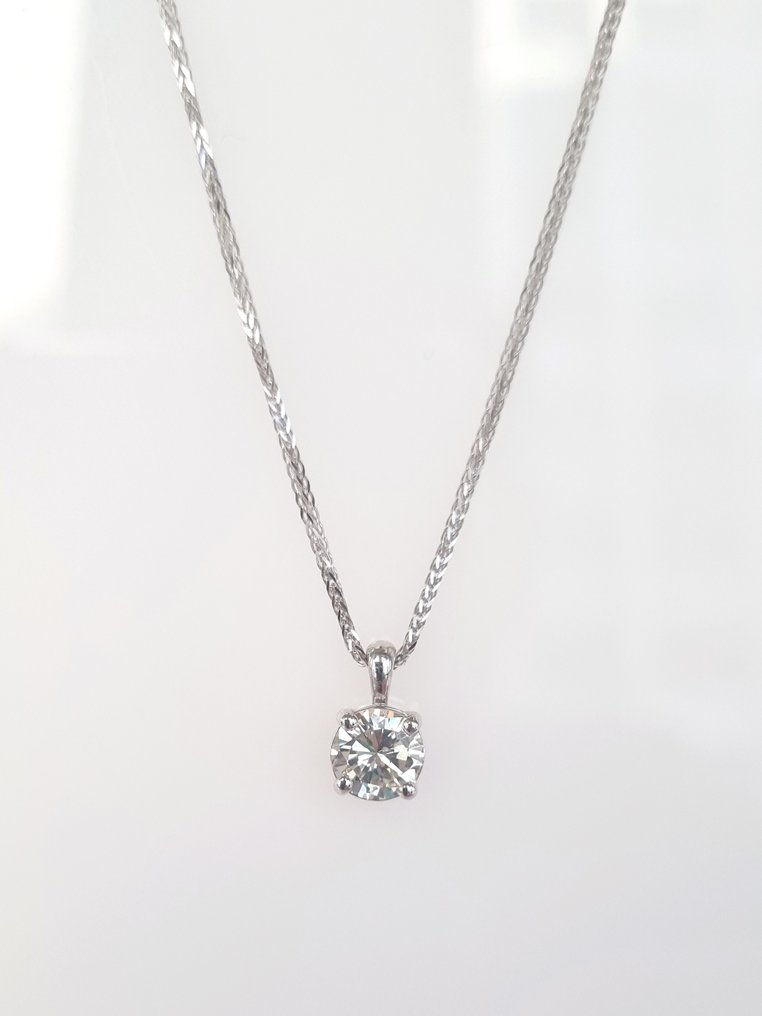 Necklace with pendant - 14 kt. White gold -  0.78 tw. Diamond  (Natural) #3.1