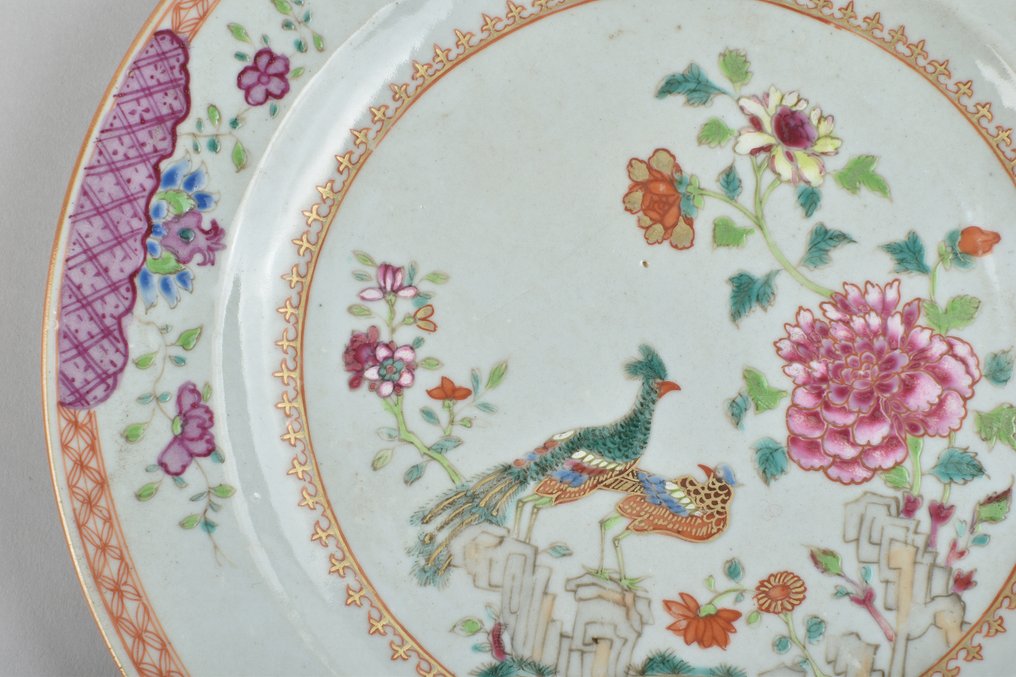 Tallerken - A Chinese famille rose double peacock plate for the Portuguese market -  #3.3