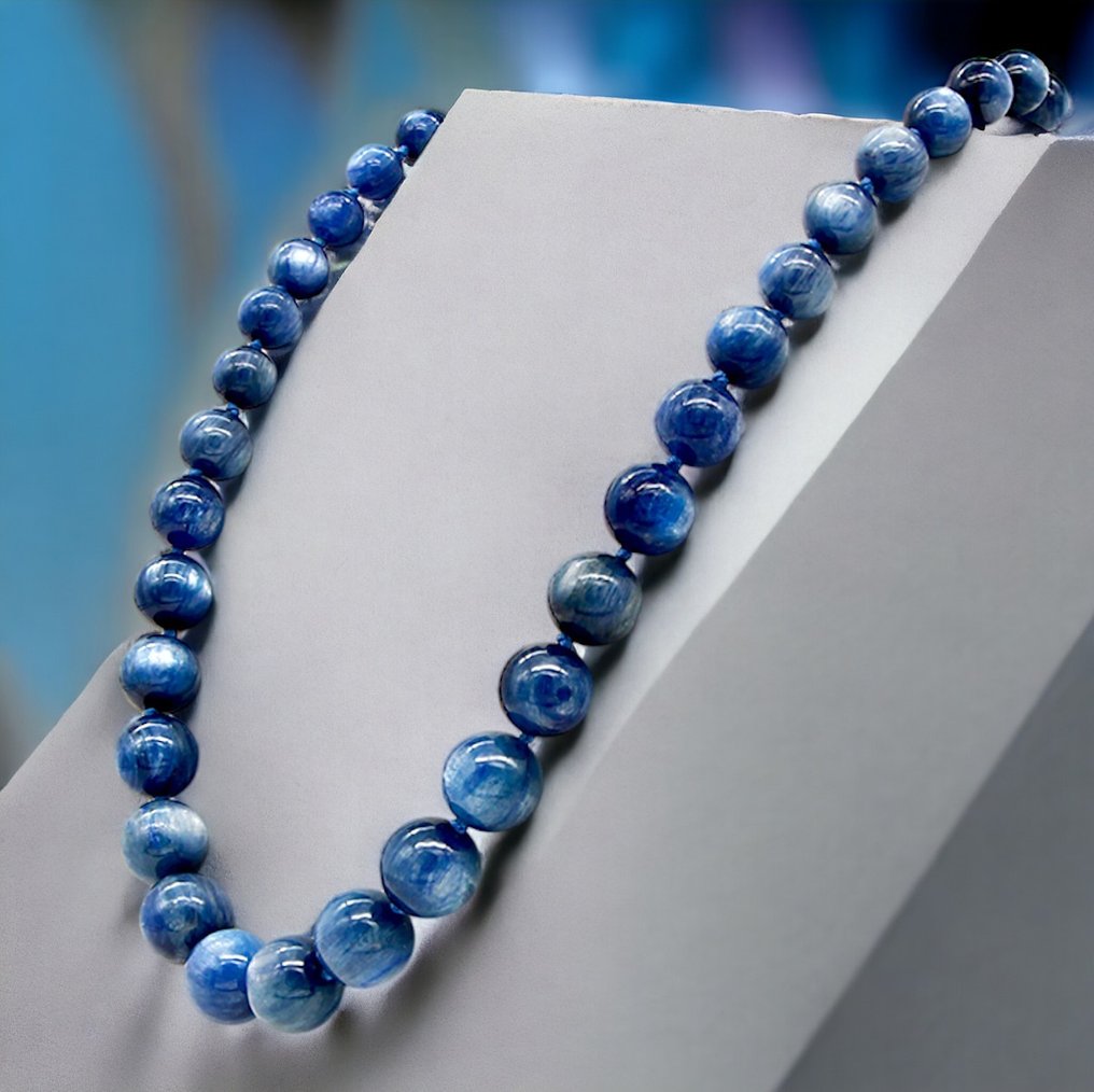 蓝色蓝晶石项链:精致优雅与品质 球形项链 - 高度: 550 mm - 宽度: 13.5 mm- 104 g - (1) #4.3
