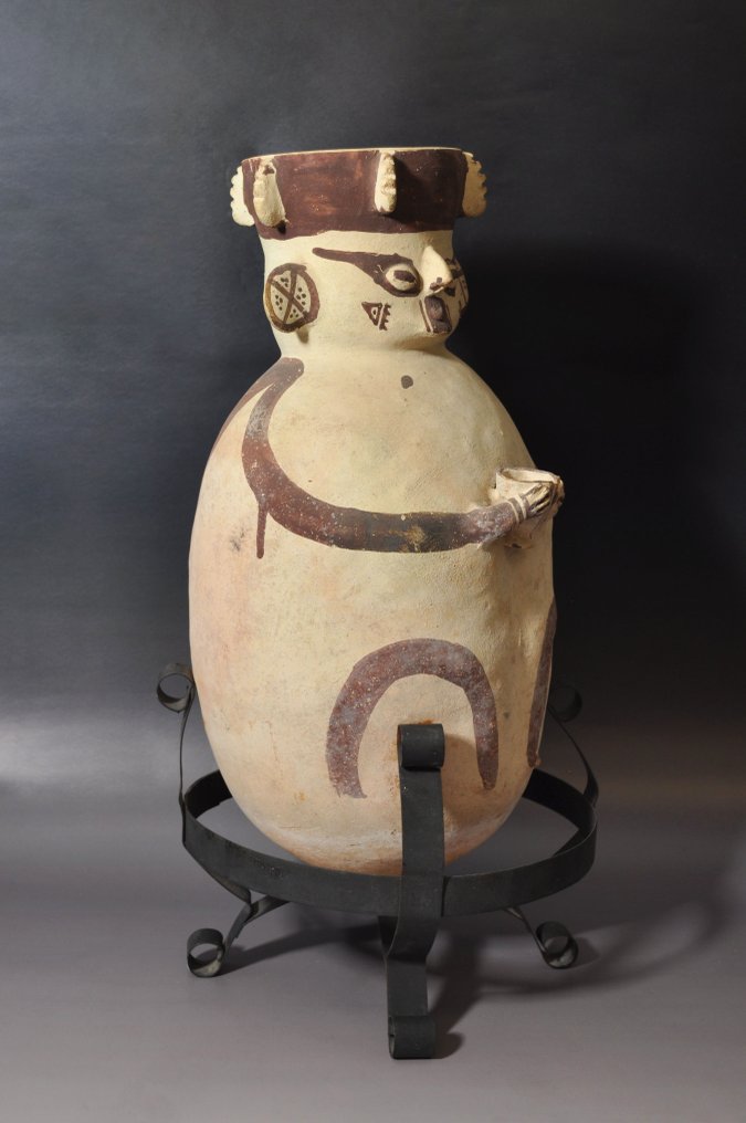 Precolumbiaans - Chancay Aardewerk Antropomorfe urn met TL-test. Duitse exportvergunning. - 46.4 cm #2.1
