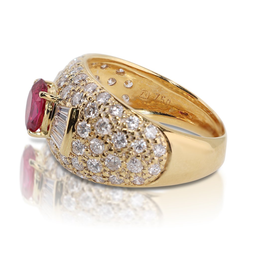 IGI Certificate - 1.96 total carat of ruby and diamonds - Δαχτυλίδι Κίτρινο χρυσό Ρουμπίνι - Διαμάντι #2.1