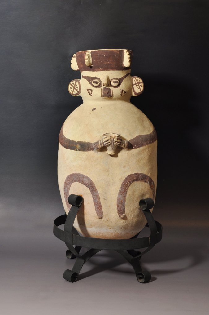 Precolumbiaans - Chancay Aardewerk Antropomorfe urn met TL-test. Duitse exportvergunning. - 46.4 cm #1.1