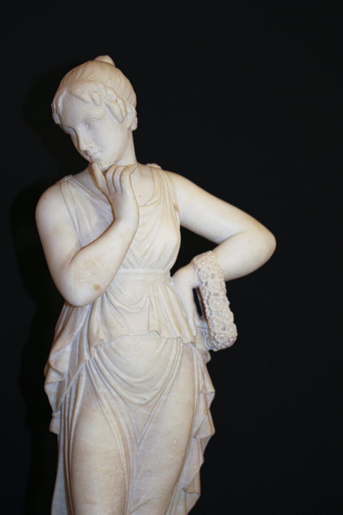 Studio di Cesare Lapini (1848-1890) - Estatua, Danzatrice con dito al mento, dal modello di Antonio Canova - 60.5 cm - Mármol #1.2