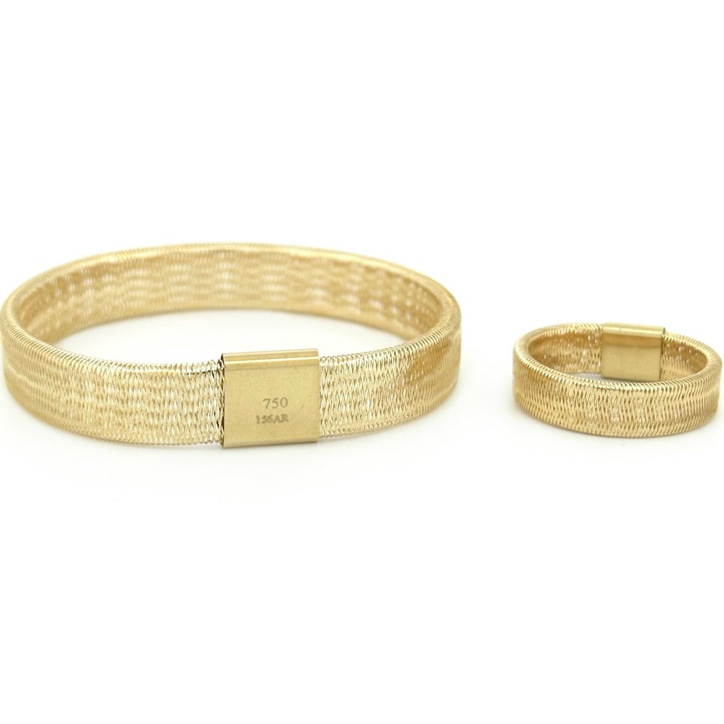 Bracciale e anello - 3,70 grammi - flexible size - Parure di gioielli da 2 pezzi - Flexible Yellow Parure Oro giallo  #1.2
