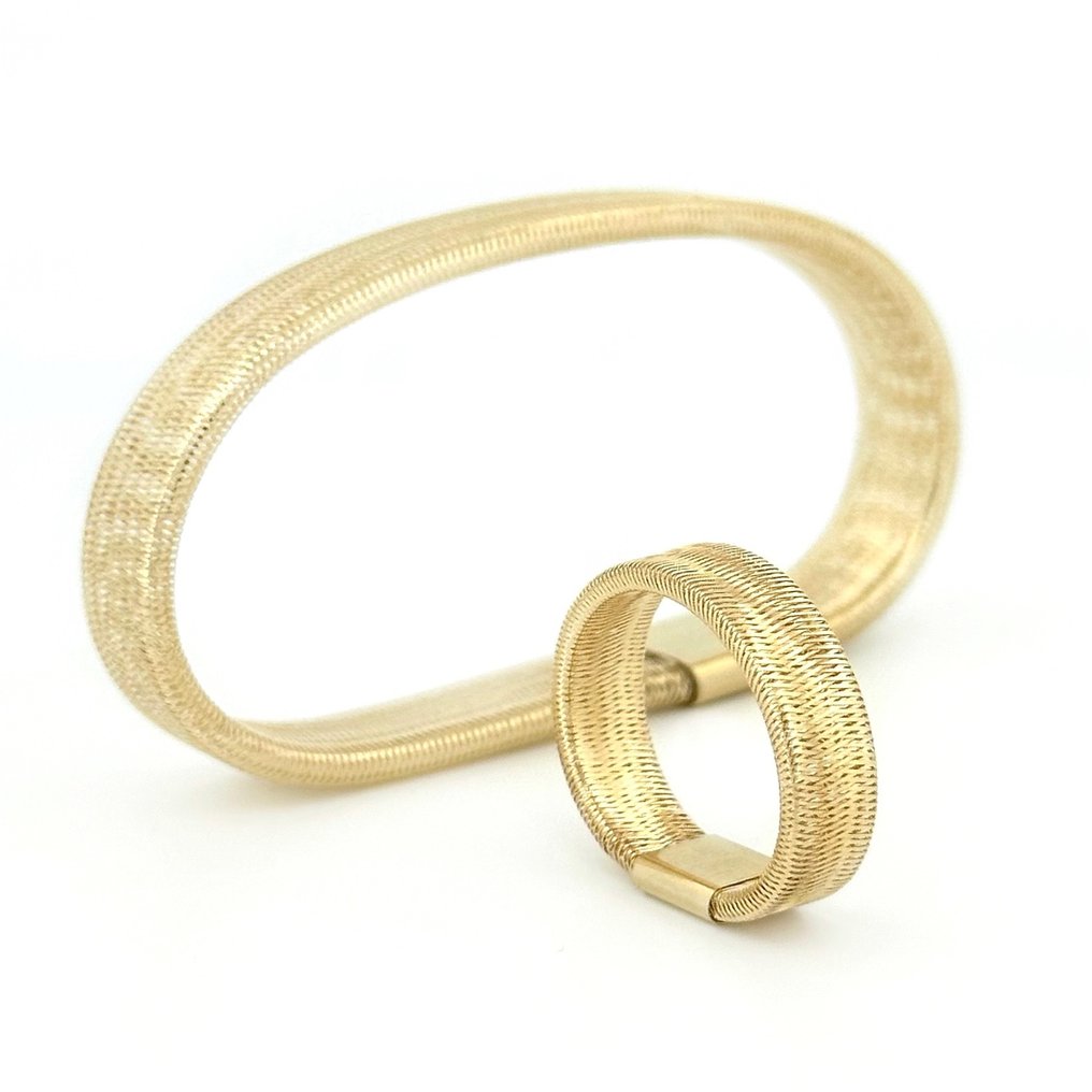 Bracciale e anello - 3,70 grammi - flexible size - 2-częściowy komplet biżuterii - Flexible Yellow Parure - 18-karatowe Żółte złoto #1.1