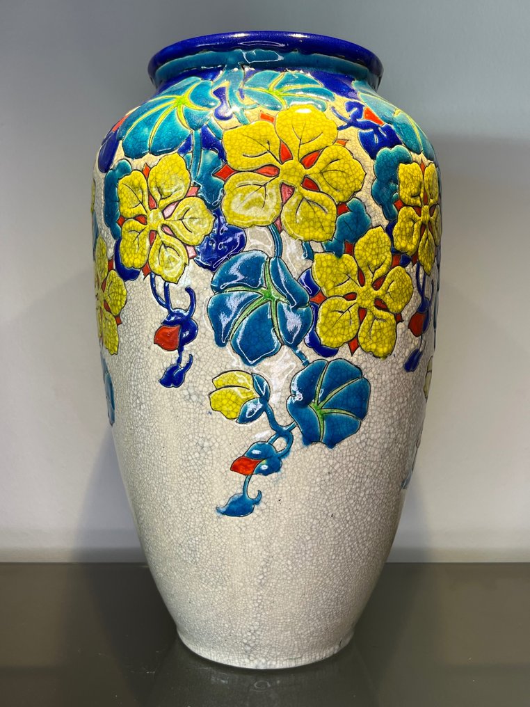 Keramis Boch, Boch Frères, Keramis - Charles Catteau - Vase -  Große Potiche-Vase mit breiter Öffnung 34 cm!  - Steingut #1.2