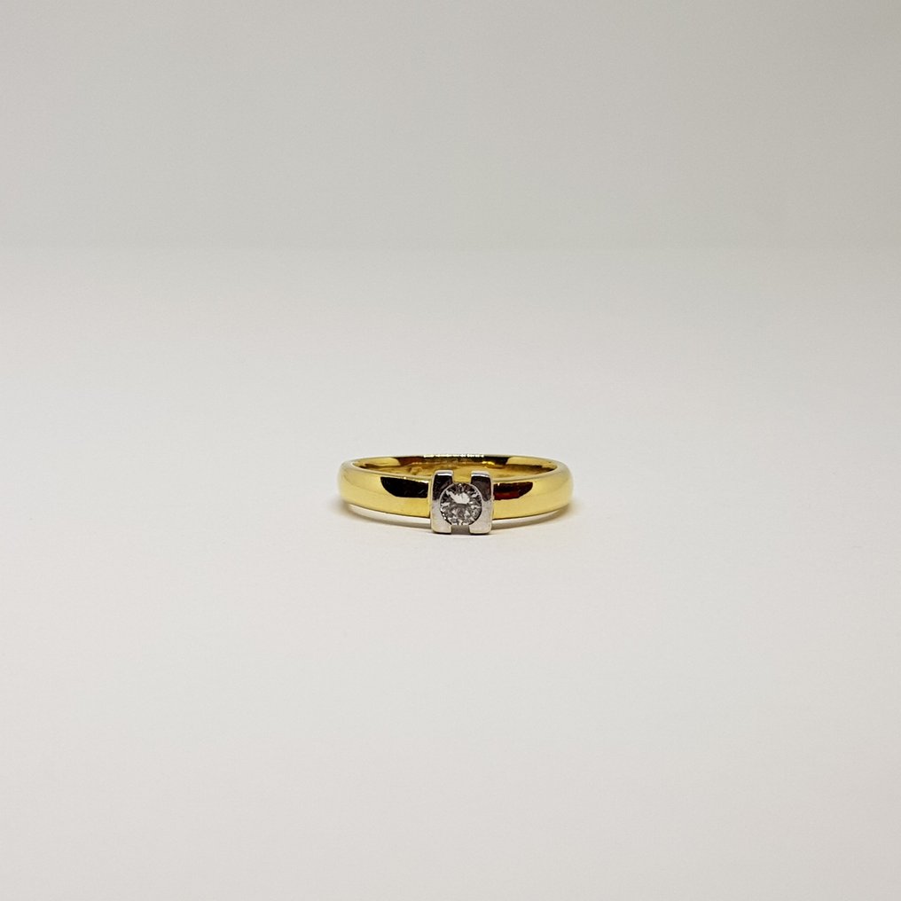 Ring Gulguld, Hvidguld Diamant  (Natur)  #1.2