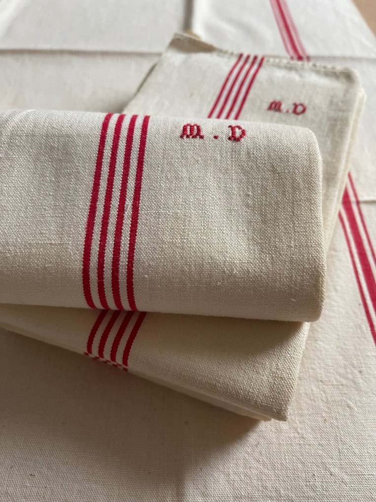 法式桌布。 8 条精美的巴斯克厨房毛巾。自制 - 餐巾 (8) #1.1