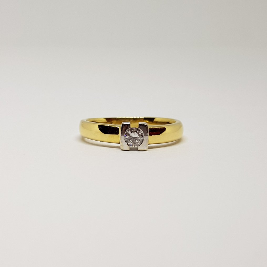Δαχτυλίδι Κίτρινο χρυσό, Λευκός χρυσός Διαμάντι  (Φυσικό)  #1.1