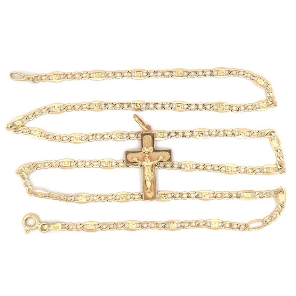 Collana con croce oro 18 kt - 4,9 gr - 50 cm - Halsband - 18 kt Gult guld #2.1