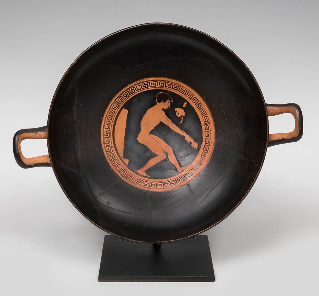 古希臘，邁錫尼 陶瓷 精湛的 Kylix 描繪了一位運動員 - 擁有 TL 測試和 Günter Puhze 證書 - (1) #1.1