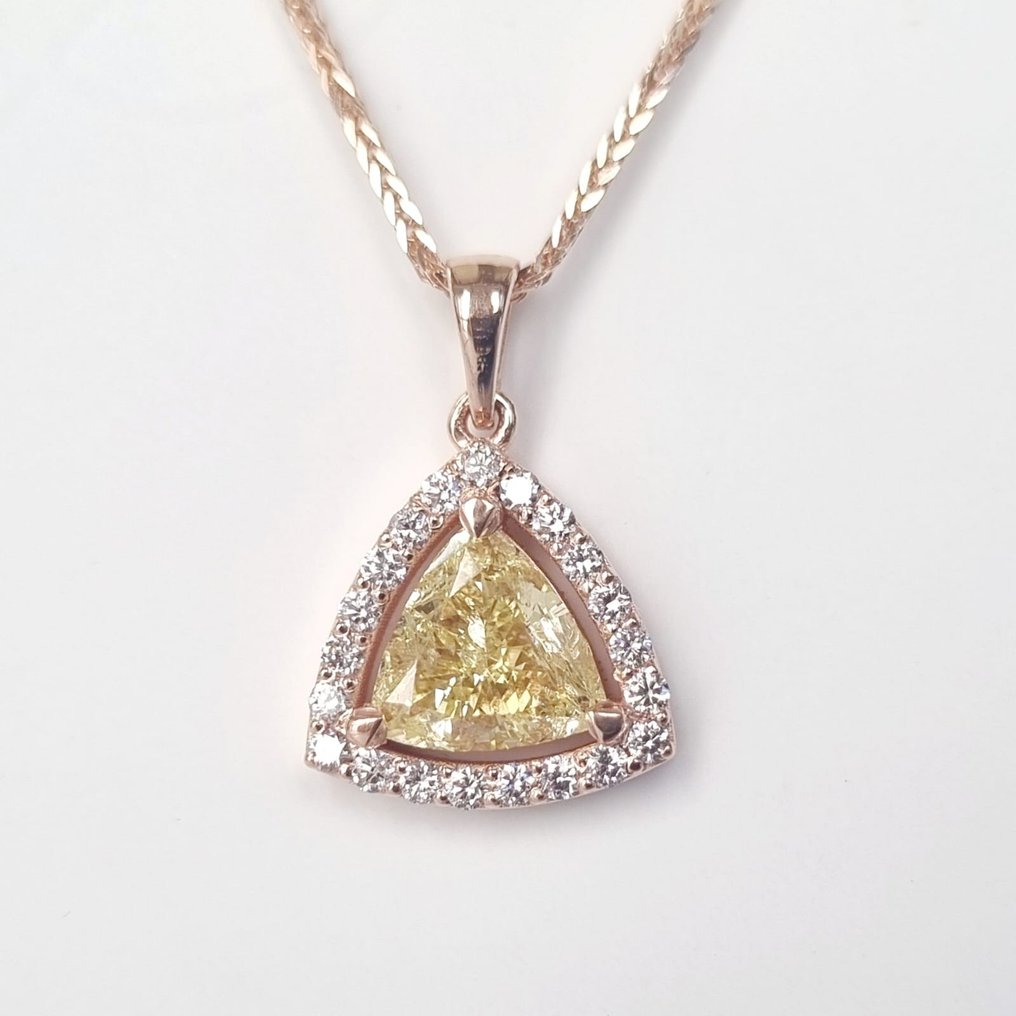 吊坠项链 玫瑰金 钻石  (天然) - 钻石 #1.1