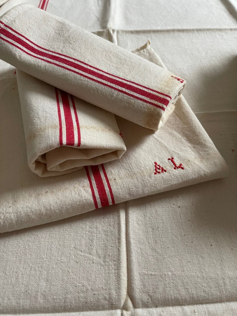 法式桌布。 8 条精美的巴斯克厨房毛巾。自制 - 餐巾 (8) #1.2