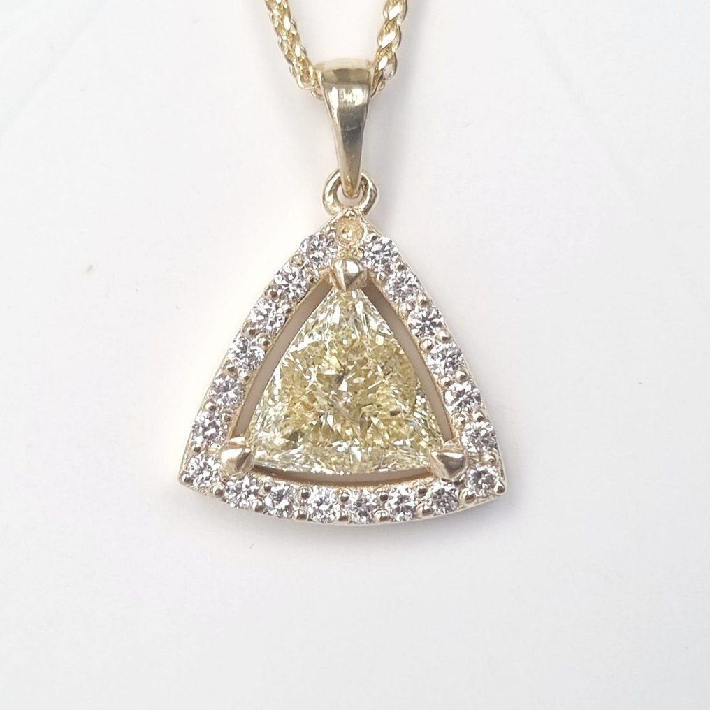 吊坠项链 - 14K包金 黄金 钻石 (天然) - 钻石 #3.2