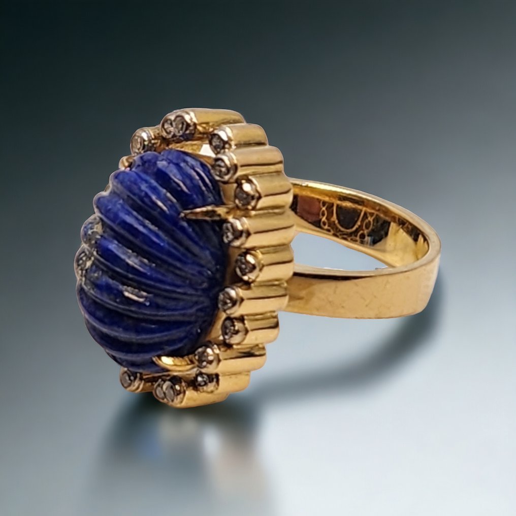 Bague Bague vintage en or 18 carats, diamants et lapis-lazuli, années 1940 Lapis-lazuli #1.2