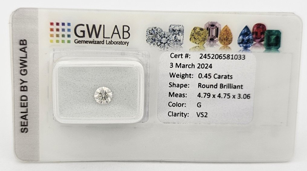 Diament - 0.45 ct - brylantowy - G - VS2 (z bardzo nieznacznymi inkluzjami) #3.1
