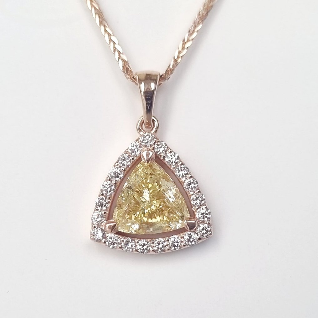 吊坠项链 玫瑰金 钻石  (天然) - 钻石 #1.2