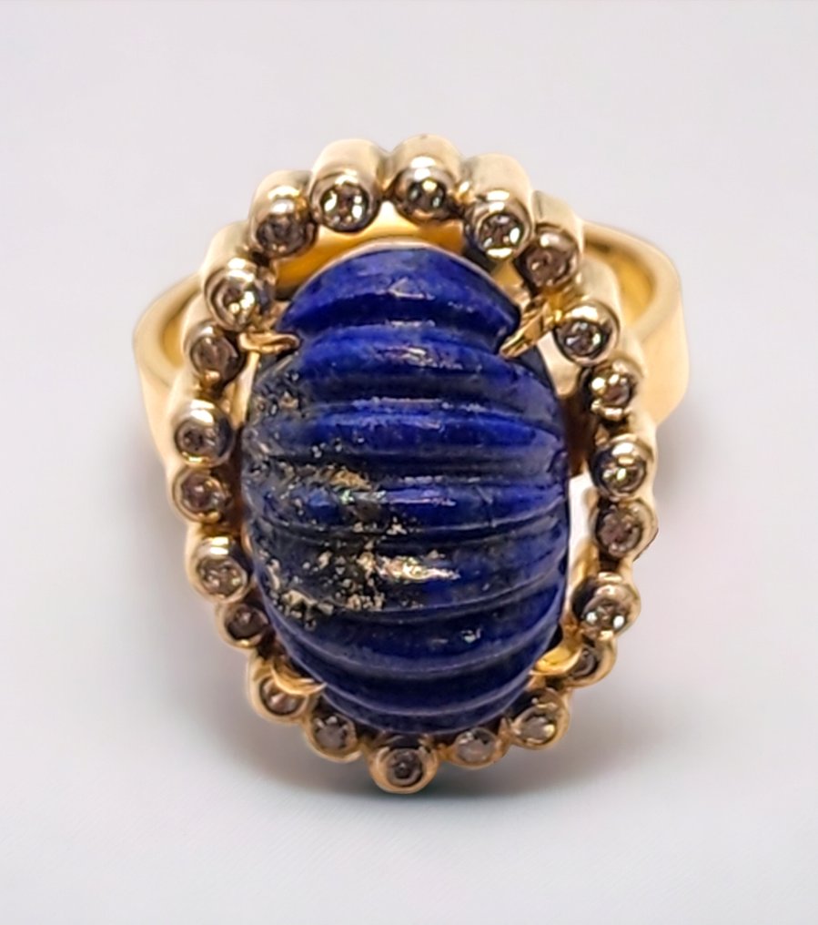 Bague Bague vintage en or 18 carats, diamants et lapis-lazuli, années 1940 Lapis-lazuli #1.1