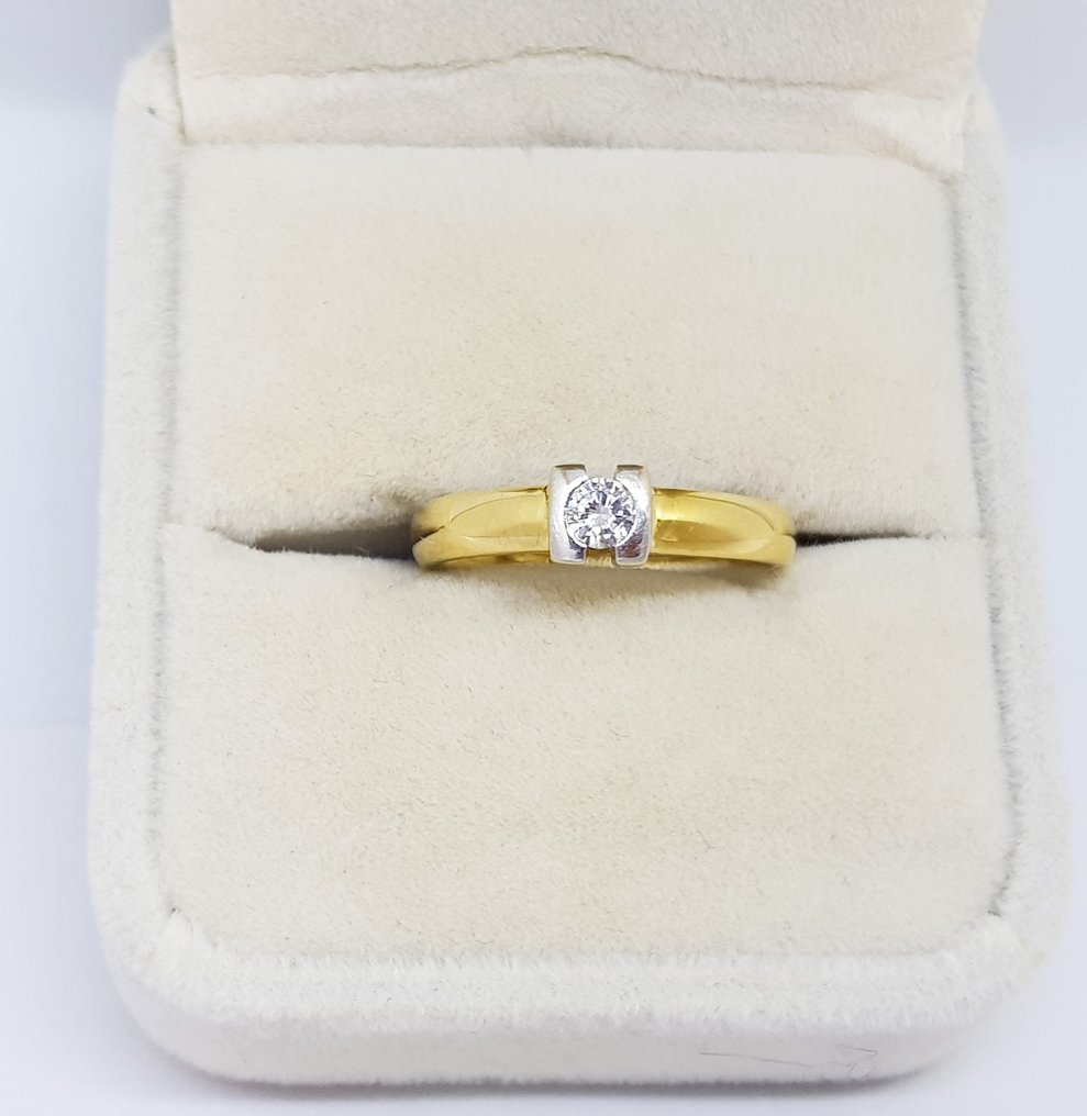 Δαχτυλίδι Κίτρινο χρυσό, Λευκός χρυσός Διαμάντι  (Φυσικό)  #2.1