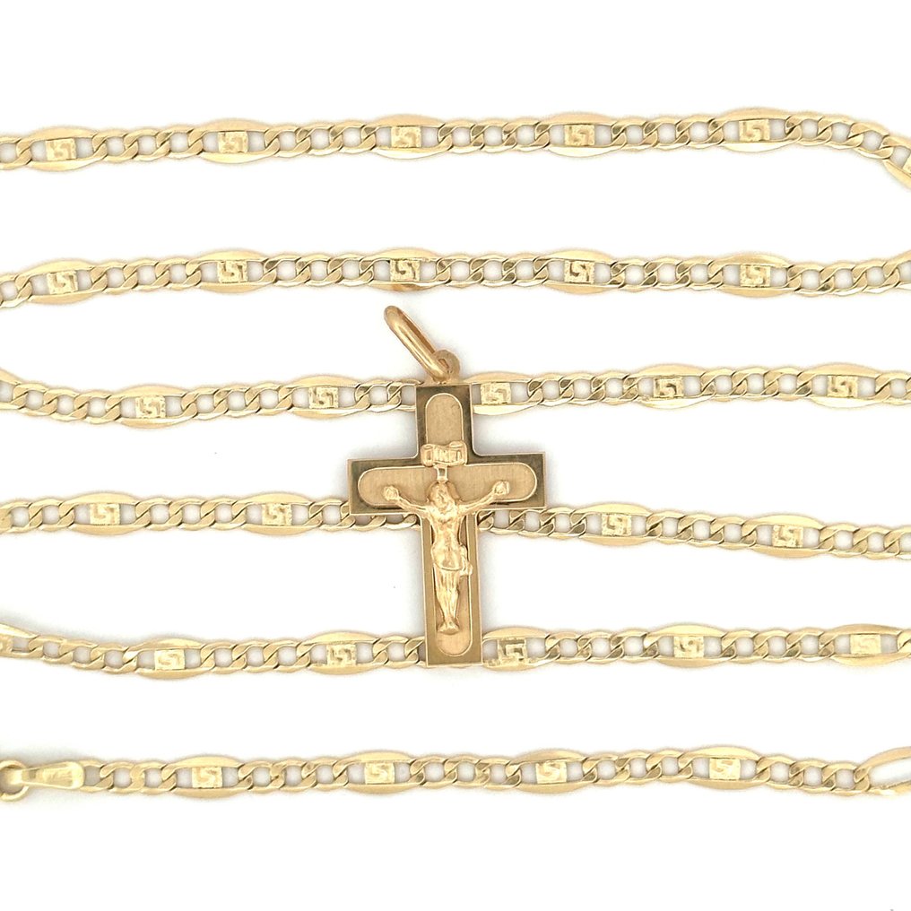Collana con croce oro 18 kt - 4,9 gr - 50 cm - Halskette - 18 kt Gelbgold #1.2
