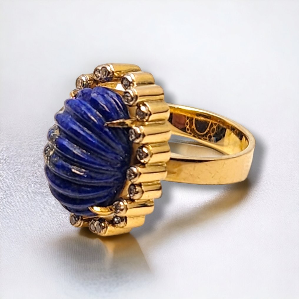 Bague Bague vintage en or 18 carats, diamants et lapis-lazuli, années 1940 Lapis-lazuli #2.1