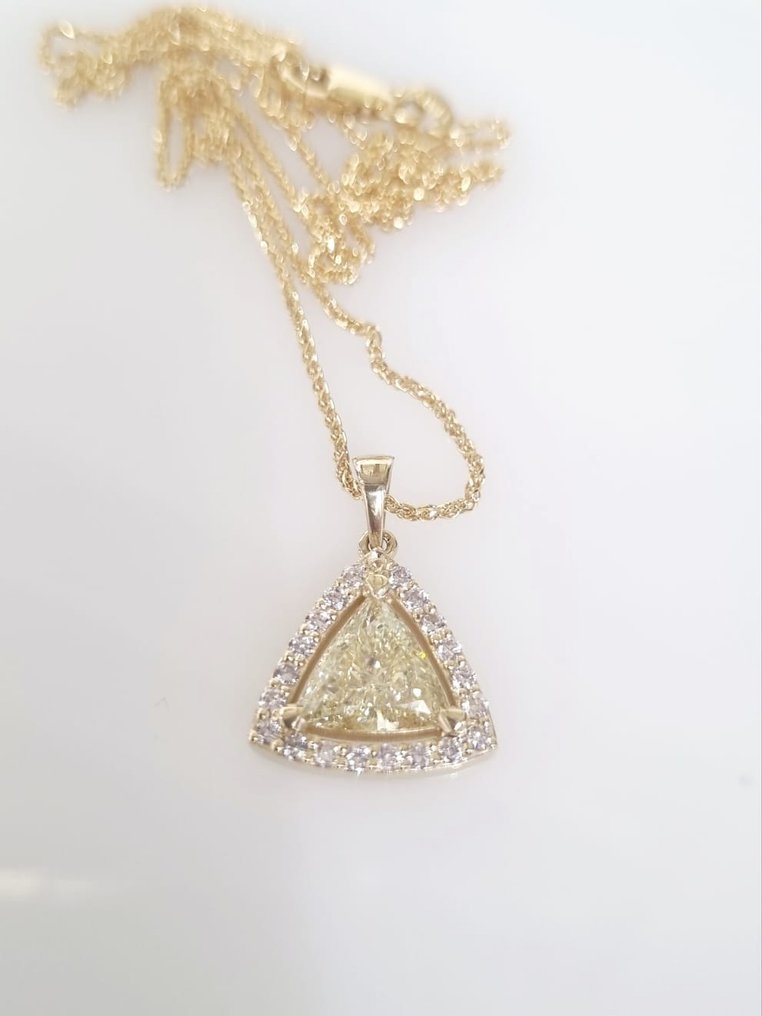Nyaklánc medállal Sárga arany Gyémánt  (Természetes) - Gyémánt #2.1