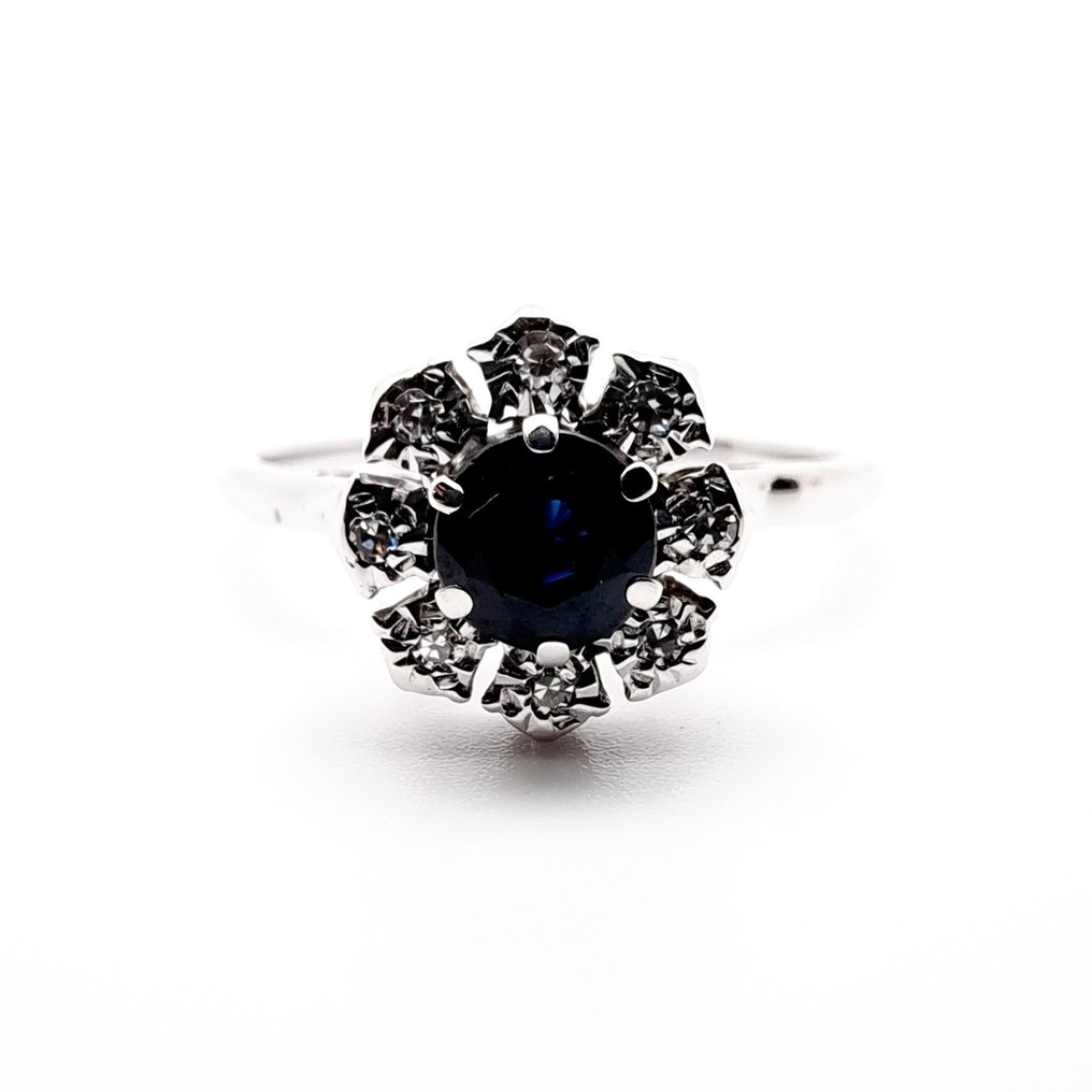 Ring Witgoud Saffier - Diamant #1.1