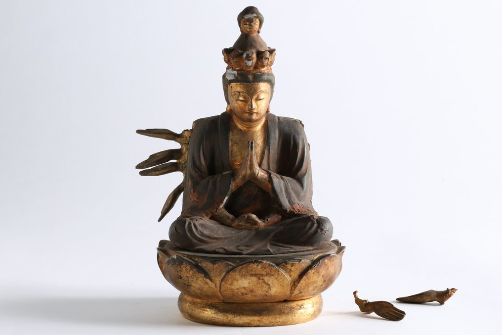 Kannon Bosatsu 観音菩薩 Seated Statue - Escultura Madeira - Japão - Período Edo (1600 1868) #1.1