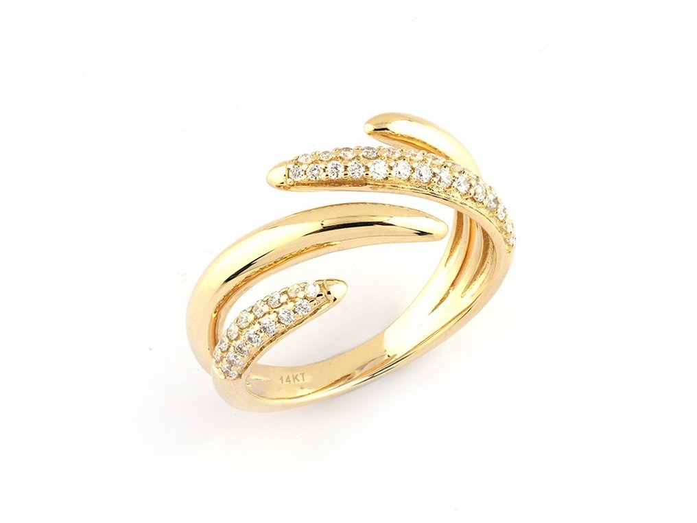 Ring - 14 kt. Yellow gold -  0.26ct. tw. Diamond  (Natural) #2.1