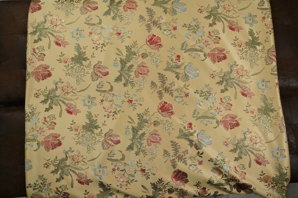 Tessuto per Tappezzeria Oro con Motivi Floreali in Stile Classico - Tessuto per tappezzeria - 300 cm - 280 cm #1.0