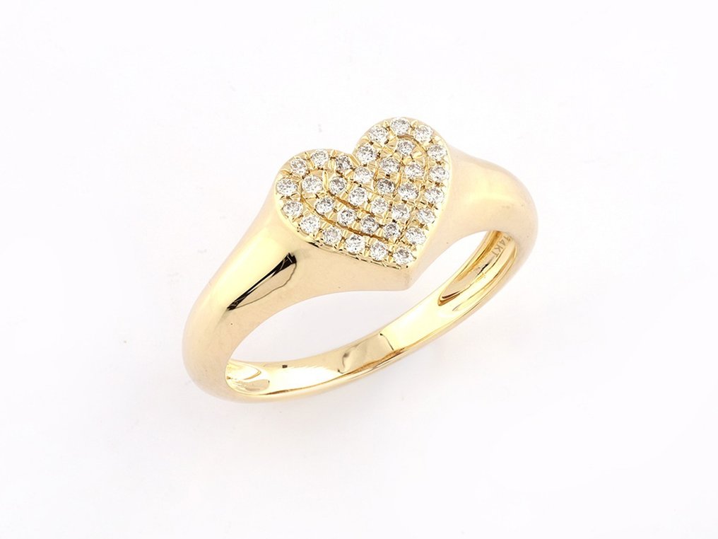 Gyűrű - 14 kt. Sárga arany -  0.20ct. tw. Gyémánt  (Természetes) #2.1