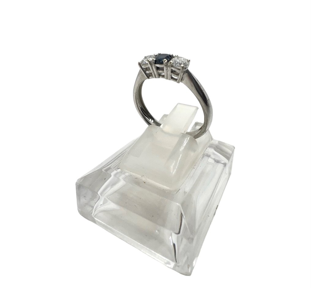 Ring Hvidguld Diamant  (Natur) - Safir  #2.1