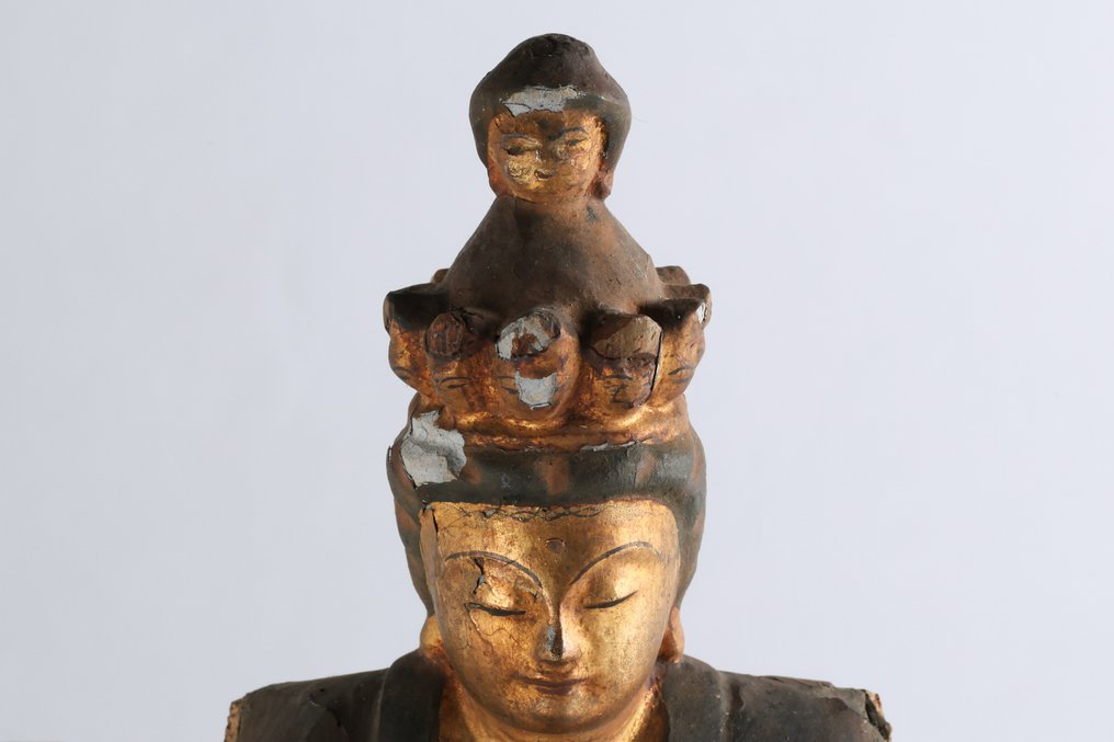 Kannon Bosatsu 観音菩薩 Seated Statue - Escultura Madeira - Japão - Período Edo (1600 1868) #3.2