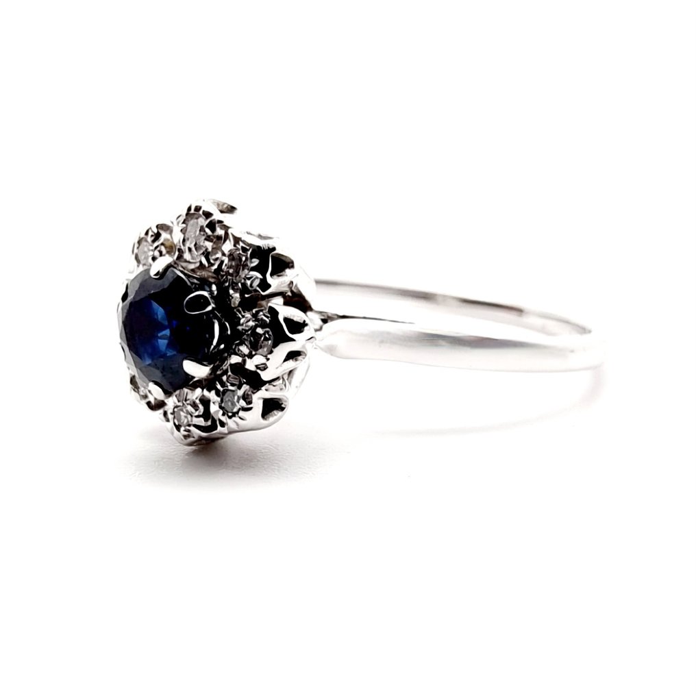 Ring White gold Sapphire - Diamond  #1.2
